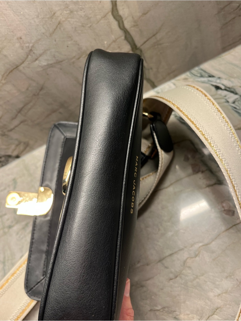 Marc Jacobs Black Leather Crossbody with Gold Hardware and Logo Strap - Picture 9 of 12